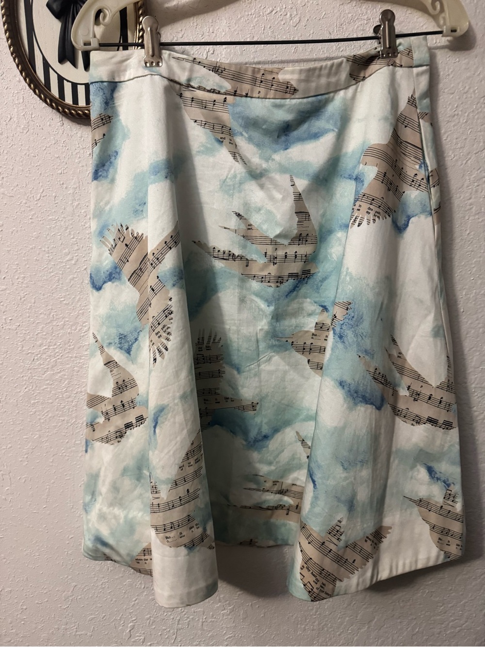 Anthropologie Maeve Music Bird Print A-Line Skirt